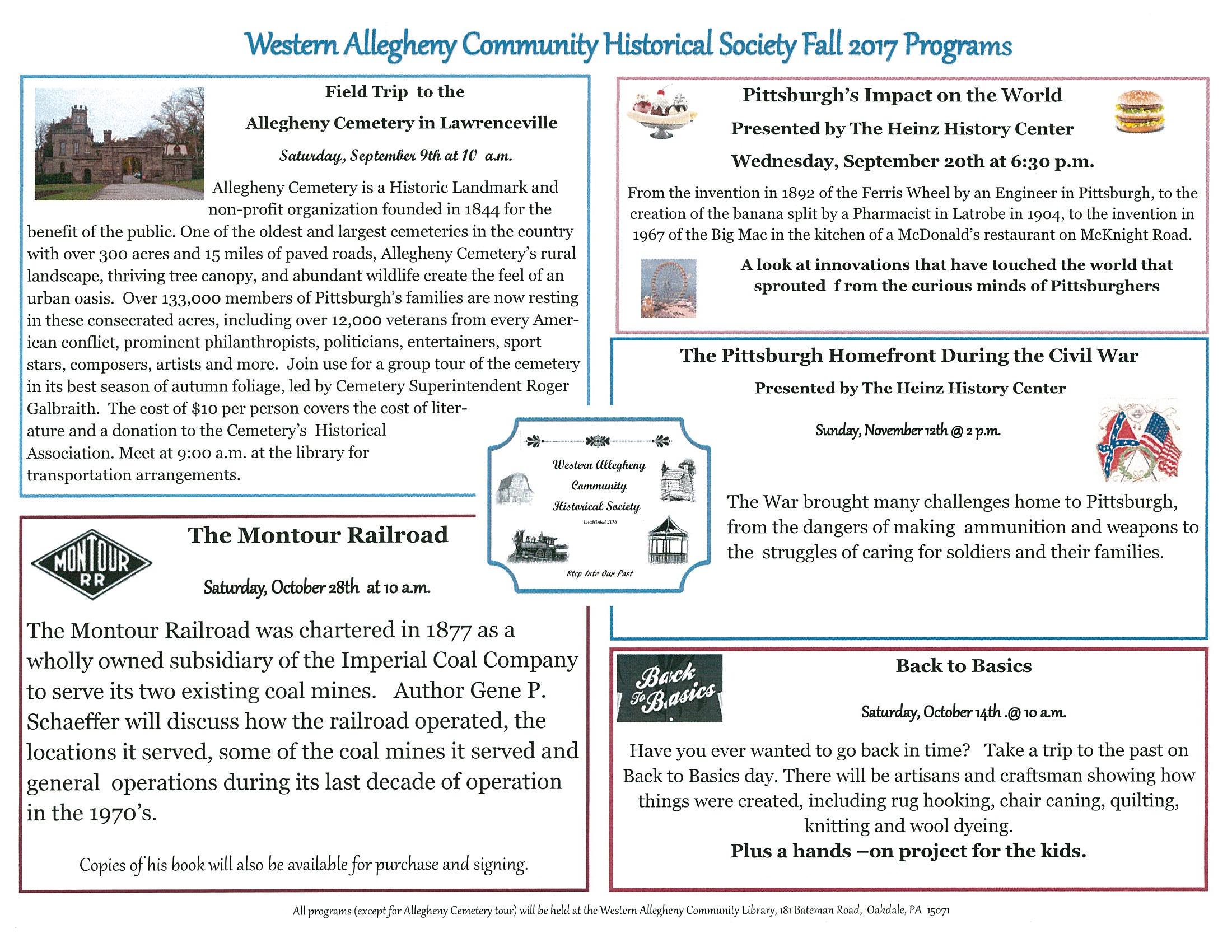 western allegheny historical society fall 2017 programs